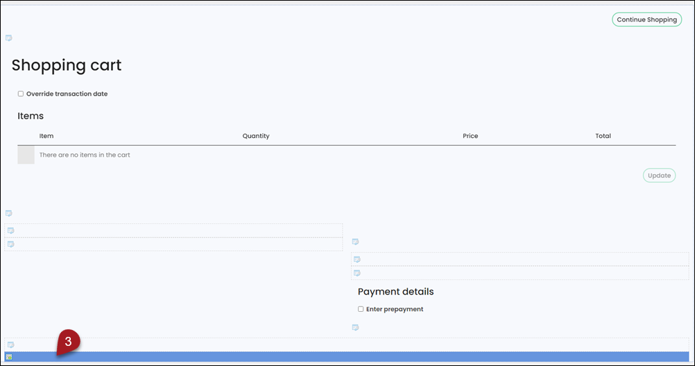 Opening the cart content record for edit